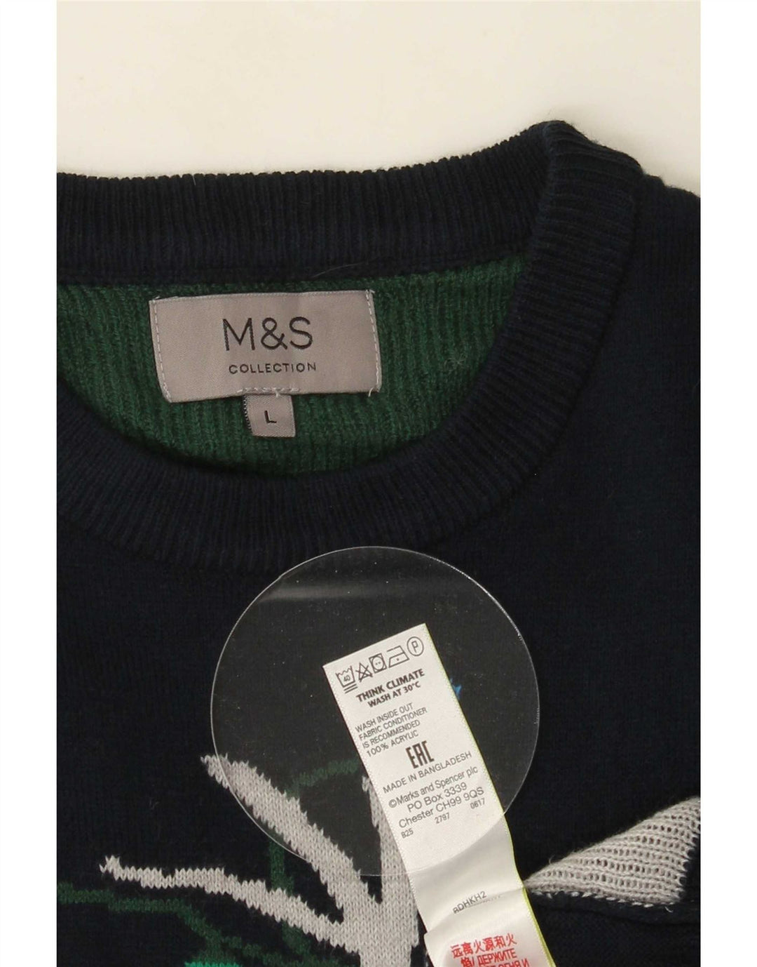 Marks & Spencer Herre sweater med rund hals, stor marineblå jul