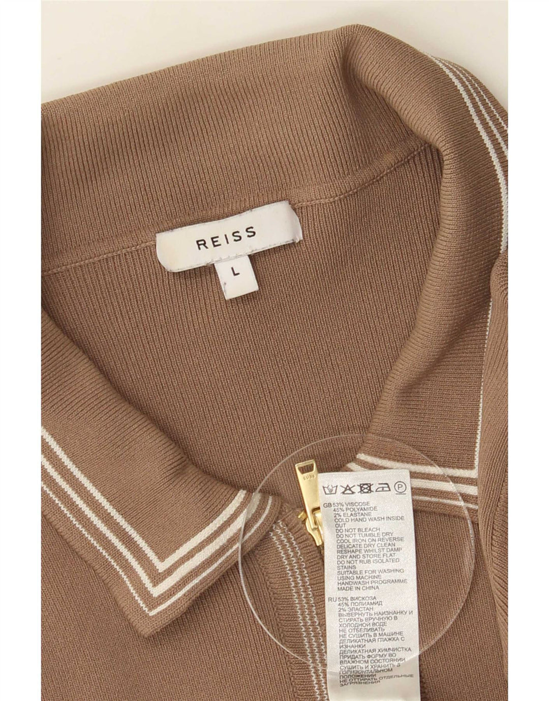 Reiss herre cardigan sweater stor brun viskose
