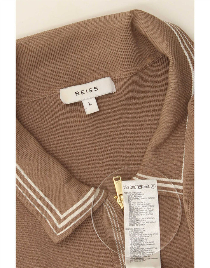 Reiss herre cardigan sweater stor brun viskose