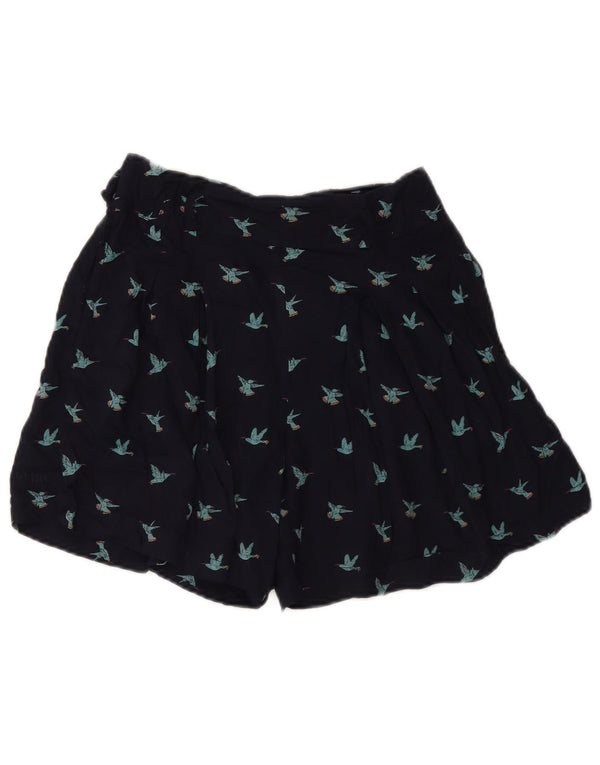 Fat Face Womens Shorts UK 8 Small W28 Navy Blue Animal Print Viscose