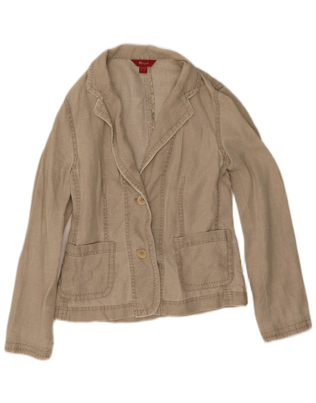 Monsoon Dame 2 Button Blazer Jacket UK 10 Small Beige Linen