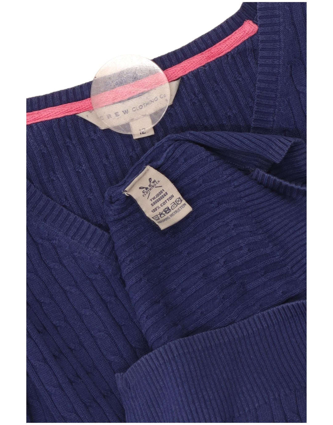 CREW TØJ Dame V-hals sweater UK 12 Medium Blue Bomuld
