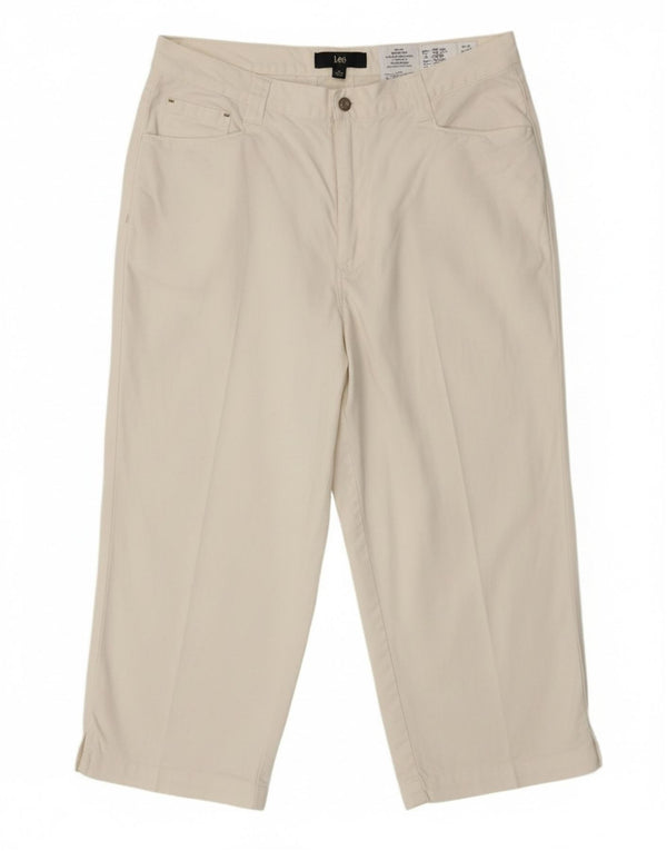 Lee, høj talje, løs pasform, bermuda-shorts til kvinder, US 16 XL W34, hvid bomuld