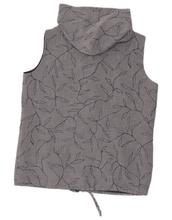 Max Pierre Dame Hooded Gilet UK 14 Large Grey Floral Polyester