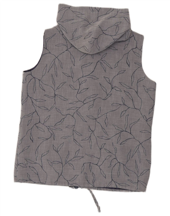 Max Pierre Dame Hooded Gilet UK 14 Large Grey Floral Polyester