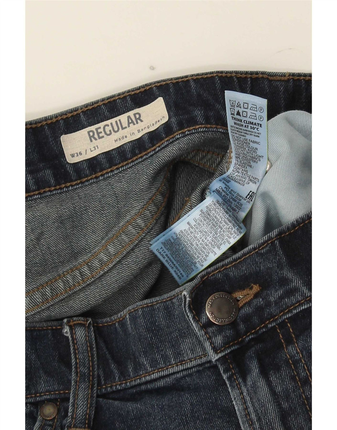 Marks & Spencer Herre Regular Straight Jeans W36 L31 Blue Cotton