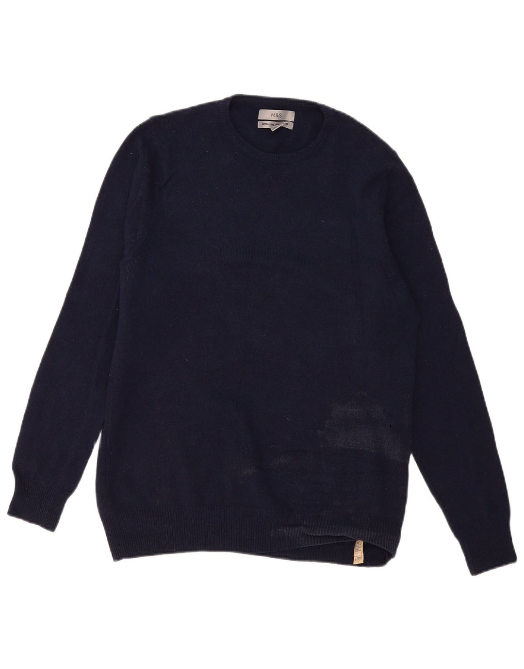 Marks & Spencer Herre sweater med rund hals, medium marineblå lammeuld