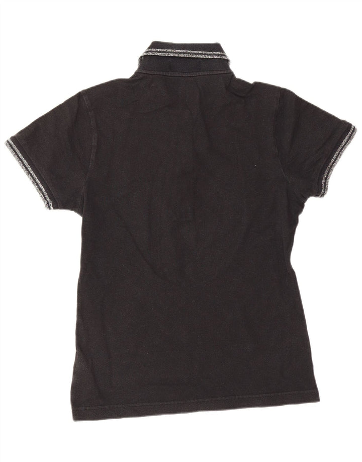 Fred Perry Dame Polo Shirt UK 10 Small Black Bomuld