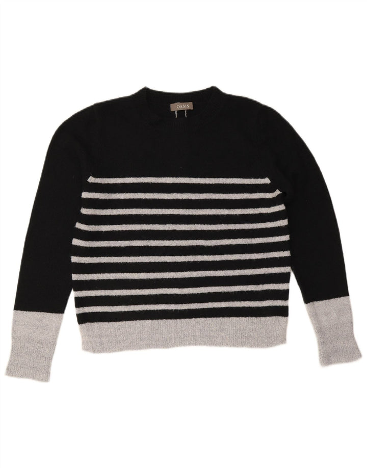 Oasis dame sweater med rund hals DK 14 medium sort stribet akryl