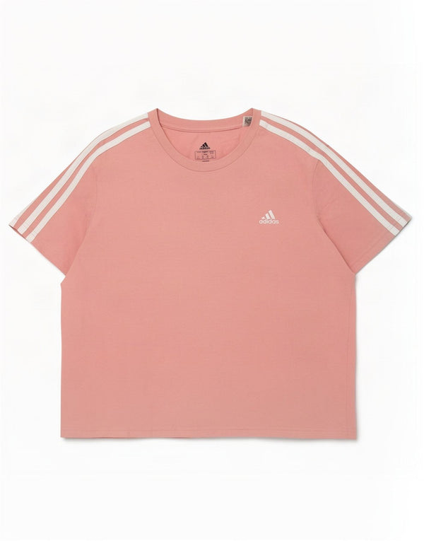 Adidas Womens Crop T-Shirt Top UK 16 Large Pink Bomuld