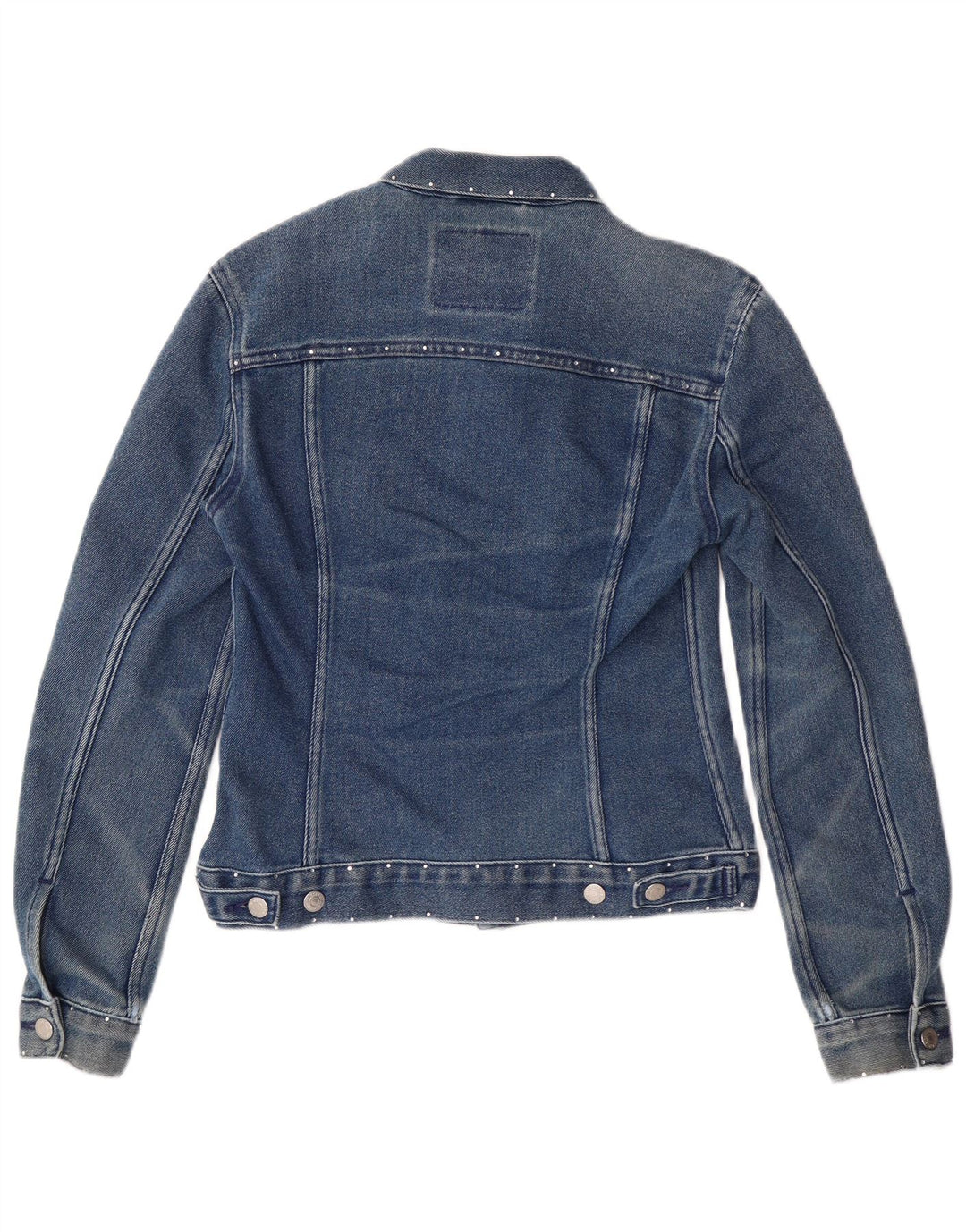 Levi's Dame Crop Denim Jacket UK 12 Medium Blue Bomuld