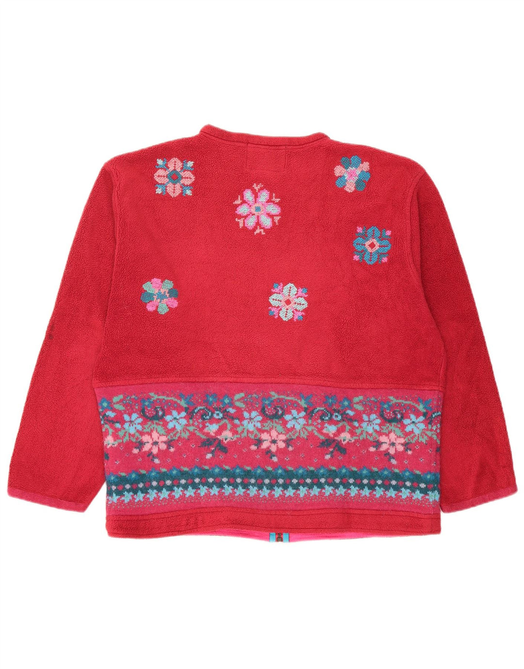 Silvy Womens Oversized Fleecejakke UK 14 Medium Red Floral Polyester