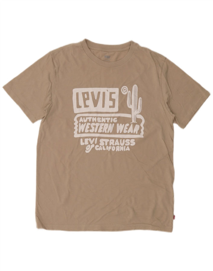 Levi's Herre Standard Fit Grafisk T-shirt Top Medium Beige Bomuld