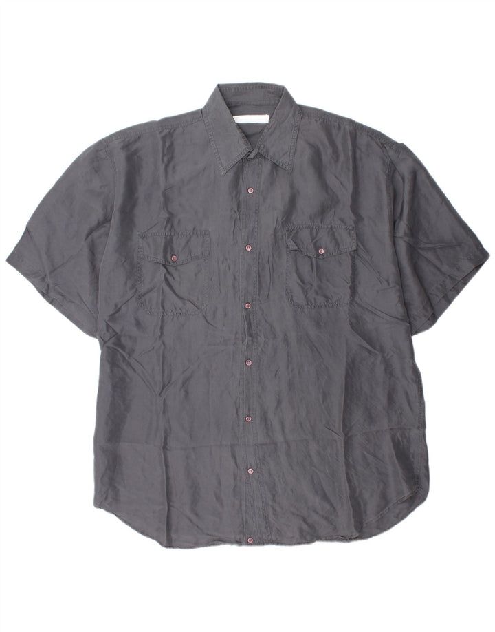 Vintage kortærmet herreskjorte 2XL grå