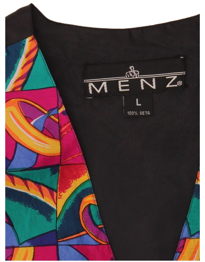 VINTAGE Herrevest Stor flerfarvet Patchwork Silke