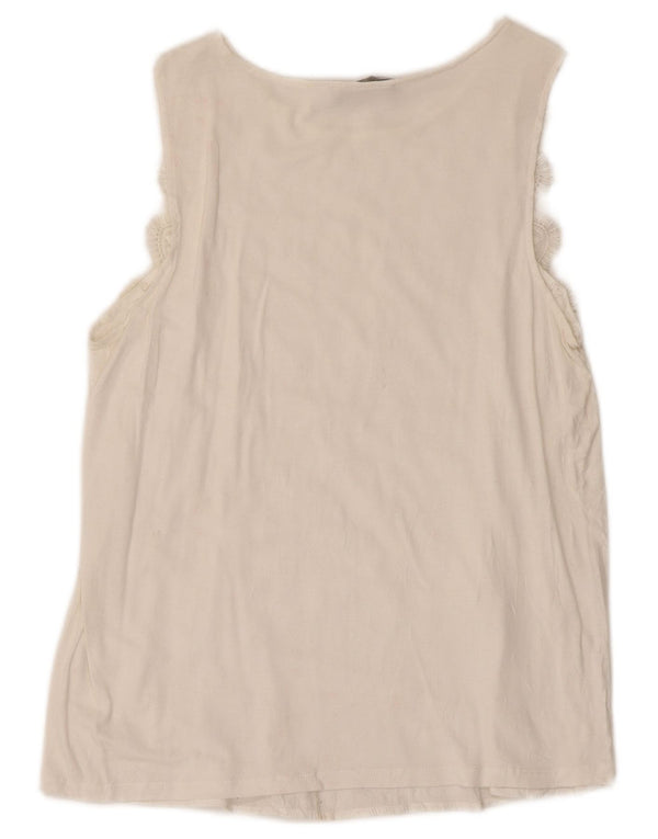 Marks & Spencer Dame Ærmeløs bluse Top UK 12 Medium White