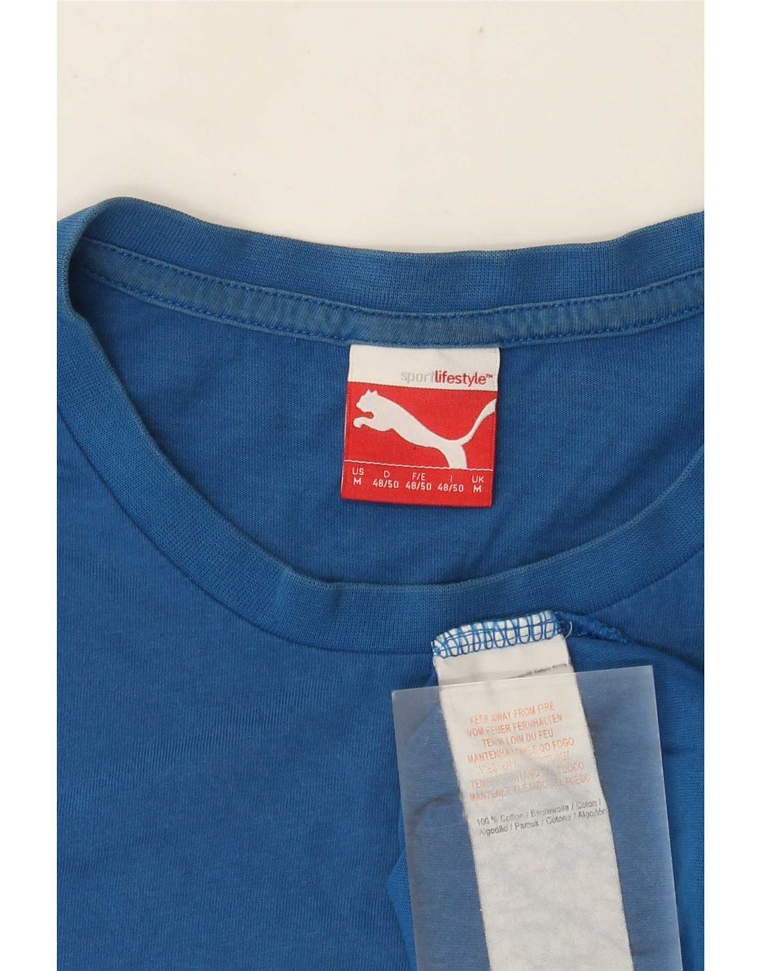 Puma Herre Grafisk T-Shirt Top Medium Blå Bomuld