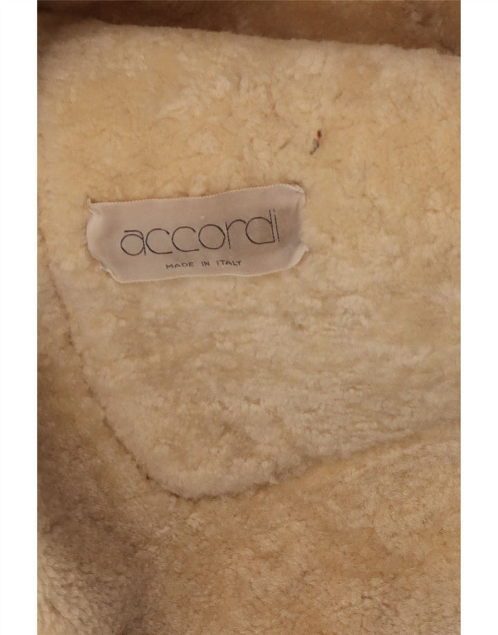 Vintage Herre Shearling Jacket UK 38 Medium Brown Læder Classic