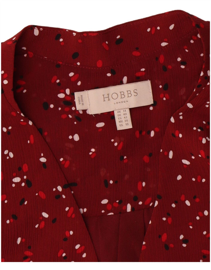 Hobbs Dame Langærmet Skift Kjole UK 14 Large Red Floral Polyester