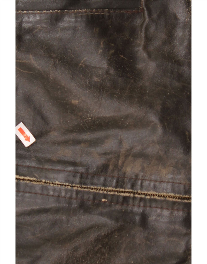VINTAGE 3/4 ærmet læderjakke til kvinder UK 14 medium brunt læder
