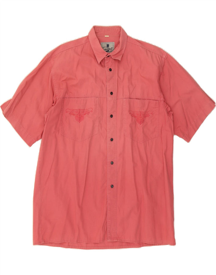 CAREERS Mens Short Sleeve Shirt Medium Red Cotton Vintage Careers and Second-Hand Careers from Messina Hembry 