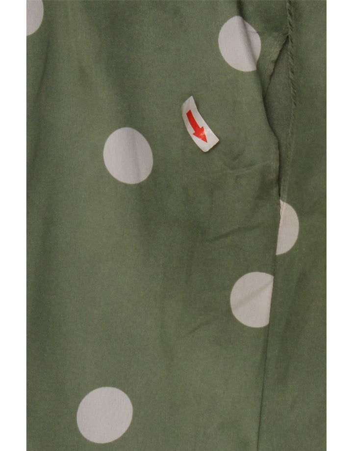 Zara Womens Crop Oversized Bluse Top UK 10 Small Green Polka Dot Polyester