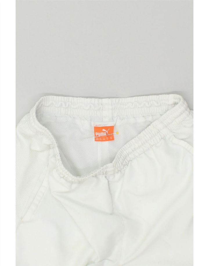 PUMA Mens Tracksuit Trousers Medium White Colourblock | Vintage Puma | Thrift | Second-Hand Puma | Used Clothing | Messina Hembry 