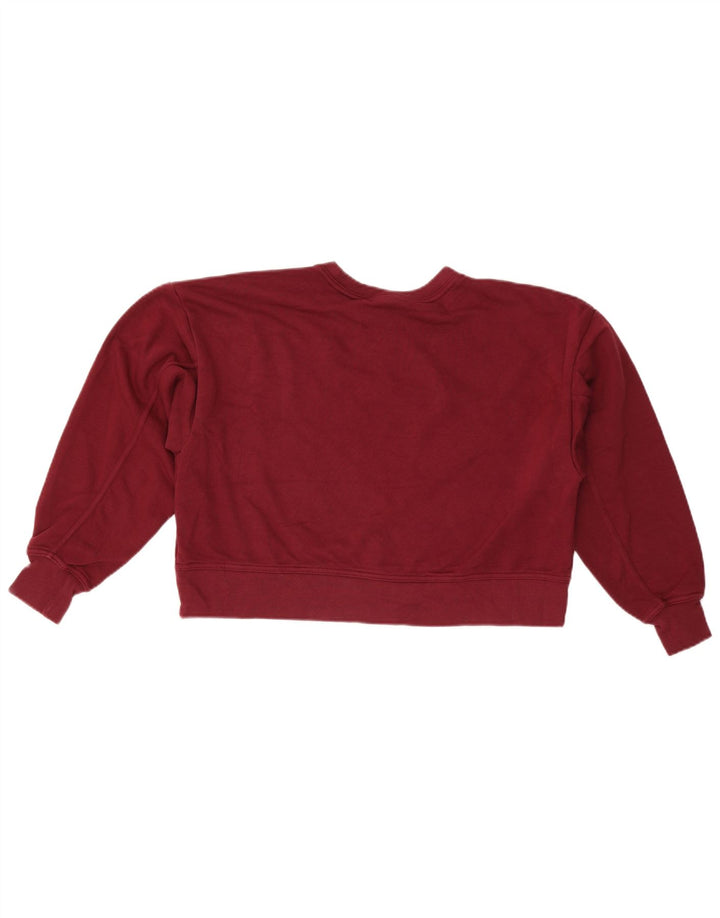 NIKE Dame Oversized Grafisk Crop Sweatshirt Jumper UK 10 Small Maroon