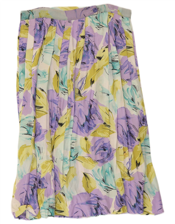 Vintage plisseret nederdel til kvinder W32 Stor flerfarvet blomster