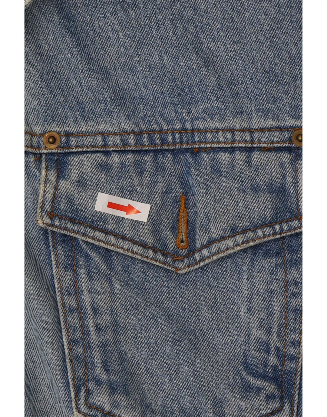 Vintage Herre grafisk denimjakke UK 38 Medium Blue Cotton