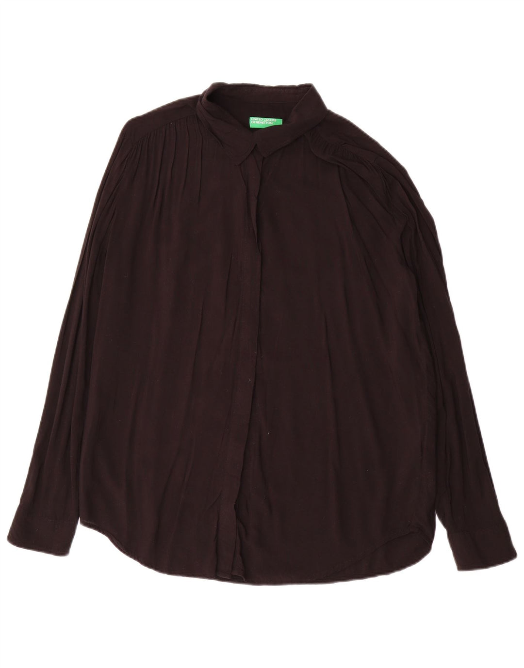 Benetton Womens Oversized skjortebluse UK 16 Large Black Viscose