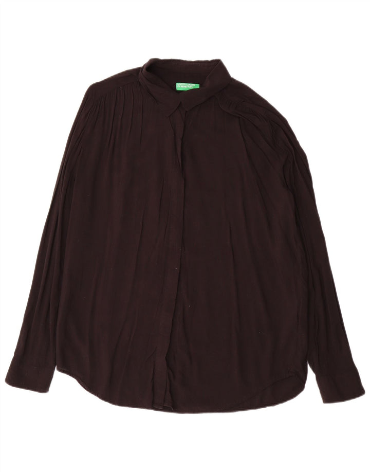 Benetton Womens Oversized skjortebluse UK 16 Large Black Viscose