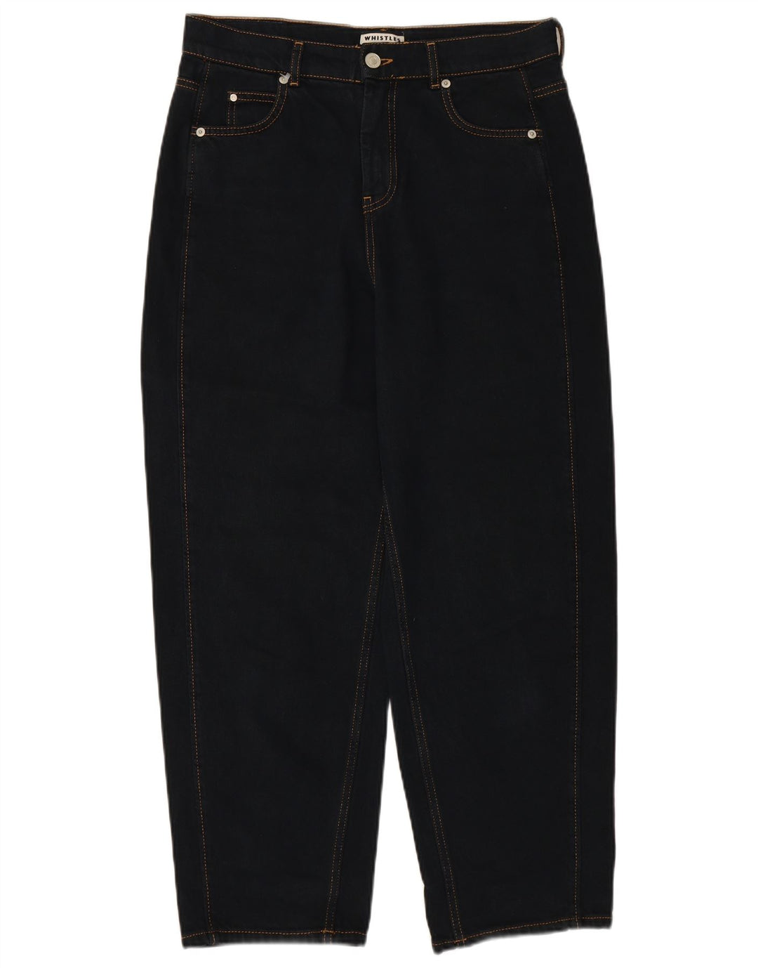 WHISTLE Kvinders tilspidsede cropped jeans W30 L27 marineblå bomuld