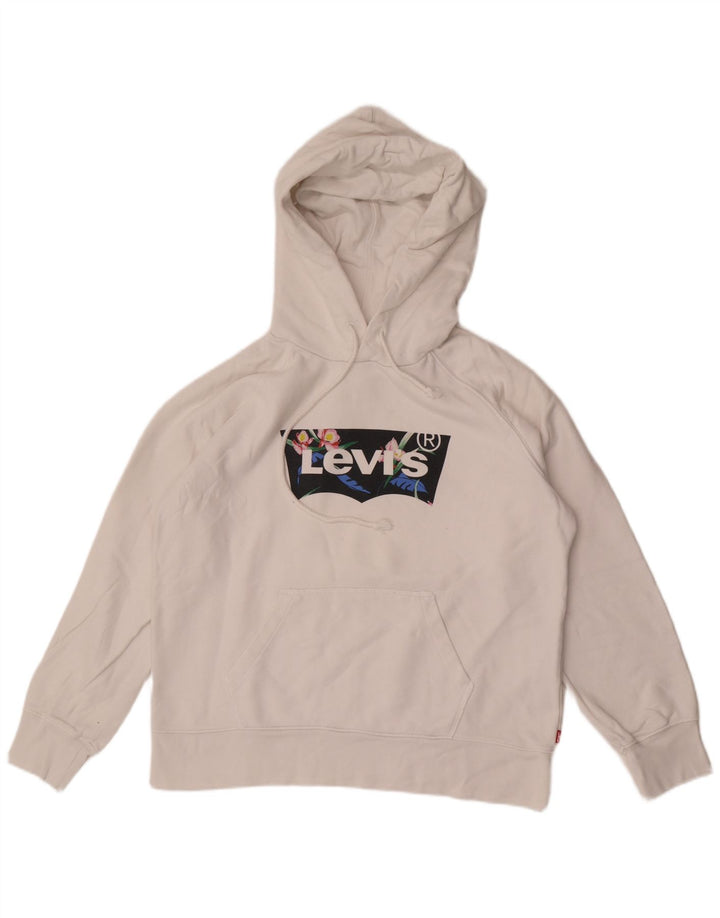 Levi's Grafisk hættetrøje til kvinder UK 14 Medium White Bomuld