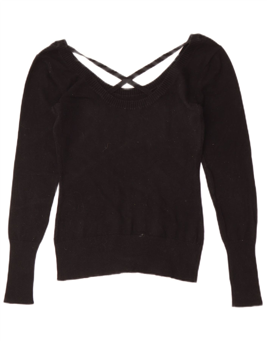 Guess Dame Grafisk Langærmet Bluse Top UK 8 Lille Sort