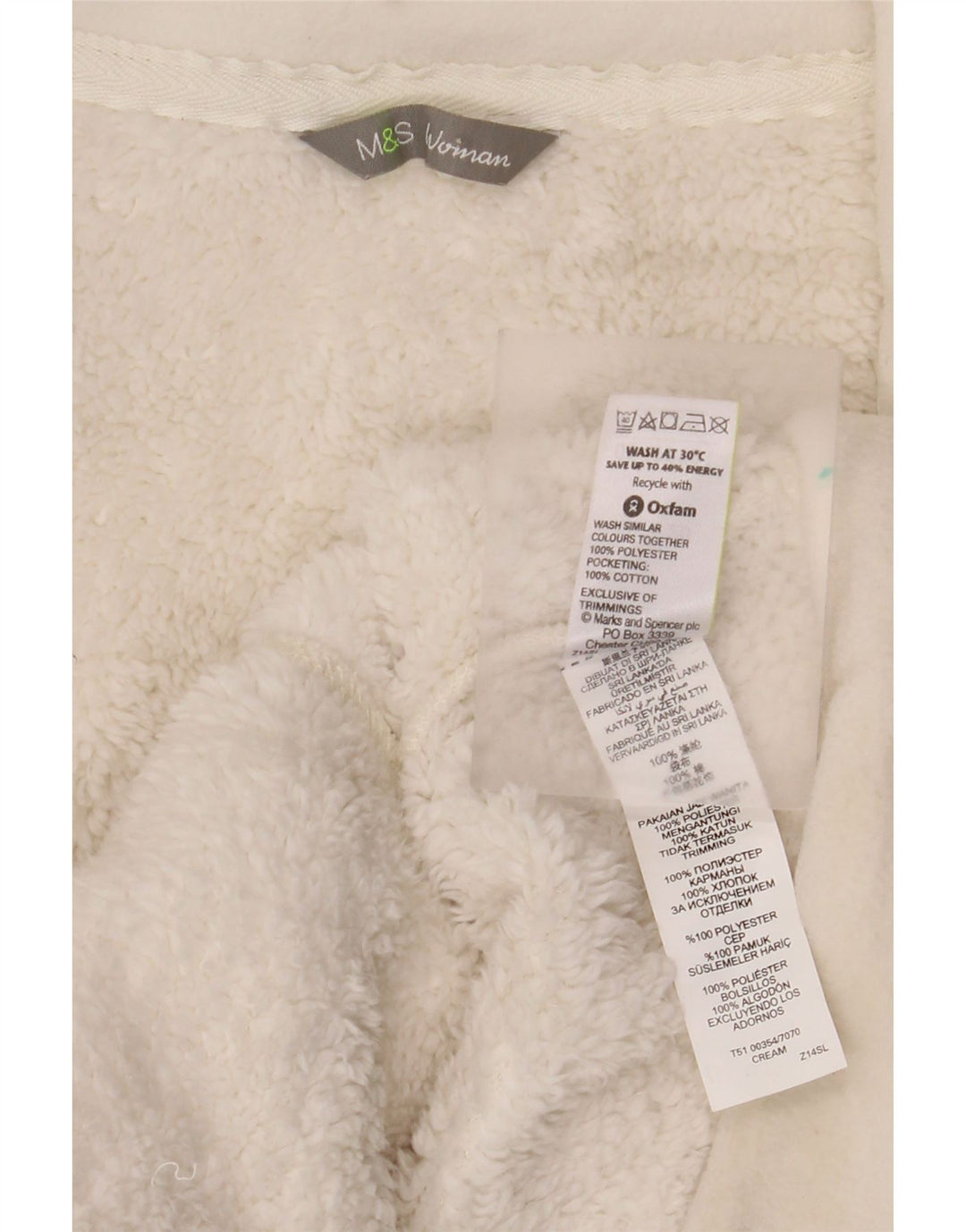 Marks & Spencer Fleecejakke til kvinder UK 20 2XL Hvid Bomuld