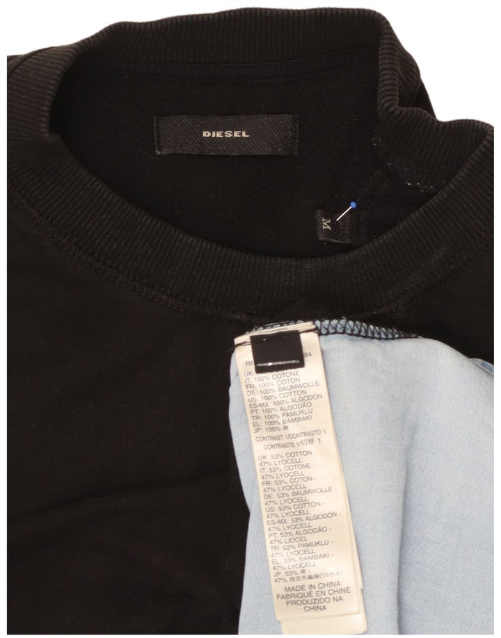 DIESEL Dame Sweatshirt Jumper UK 14 Medium Sort Colourblock