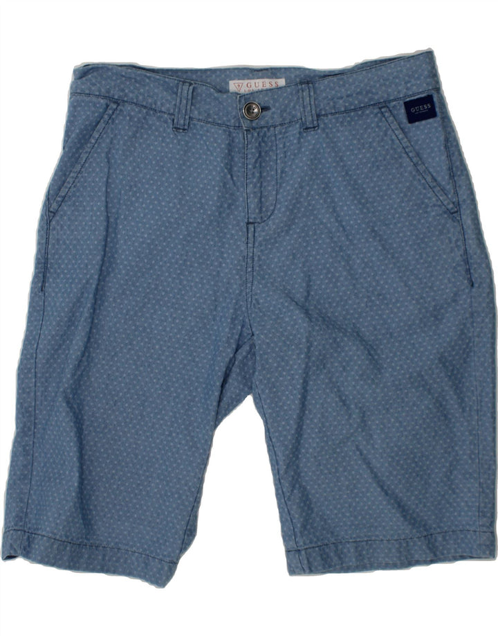 GUESS Boys Abstract Pattern Chino Shorts 13-14 Years W28  Blue Cotton Vintage Guess and Second-Hand Guess from Messina Hembry 