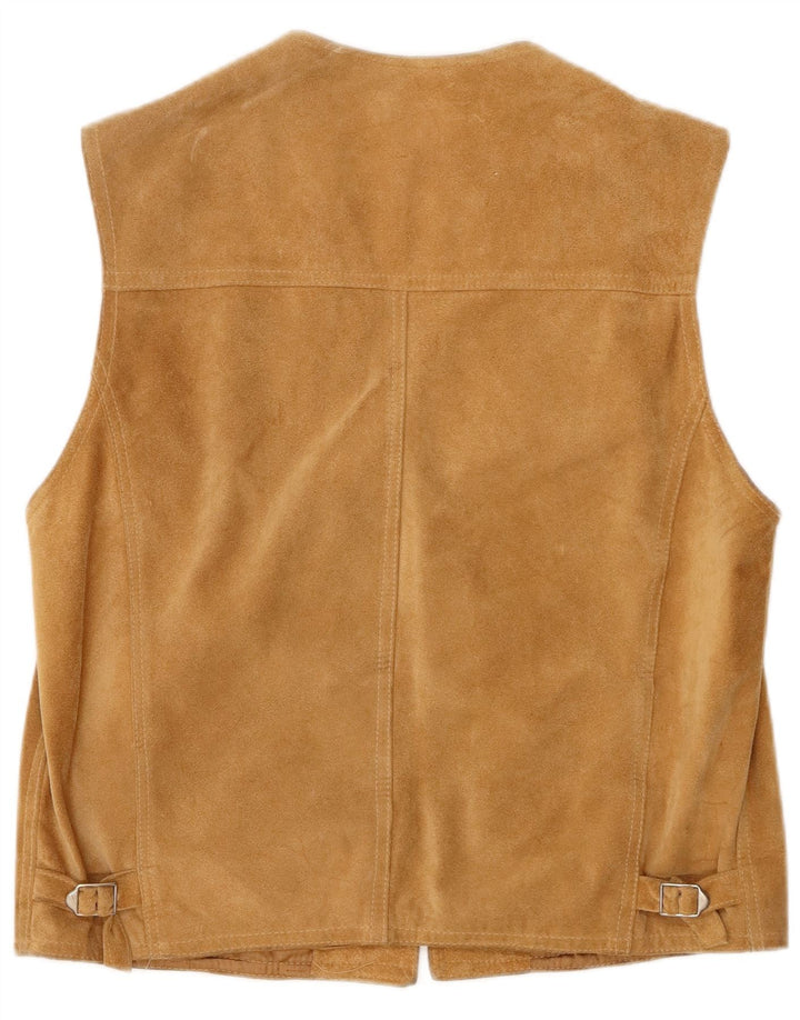 VINTAGE Herre ruskindsvest IT 50 Medium Beige Læder