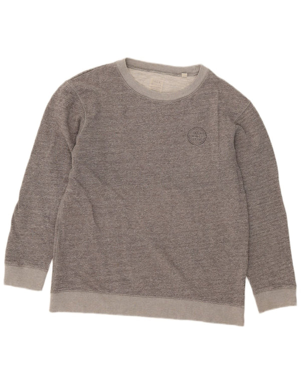Jack Wills Dame Sweatshirt Jumper UK 12 Medium Grey Flecked Bomuld