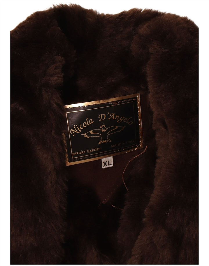 Nicola D' Angelo Herre Shearling Double Breasted Coat UK 42 XL Brun