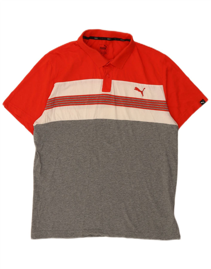 Puma Polo Shirt til mænd XL Rød Colourblock Bomuld