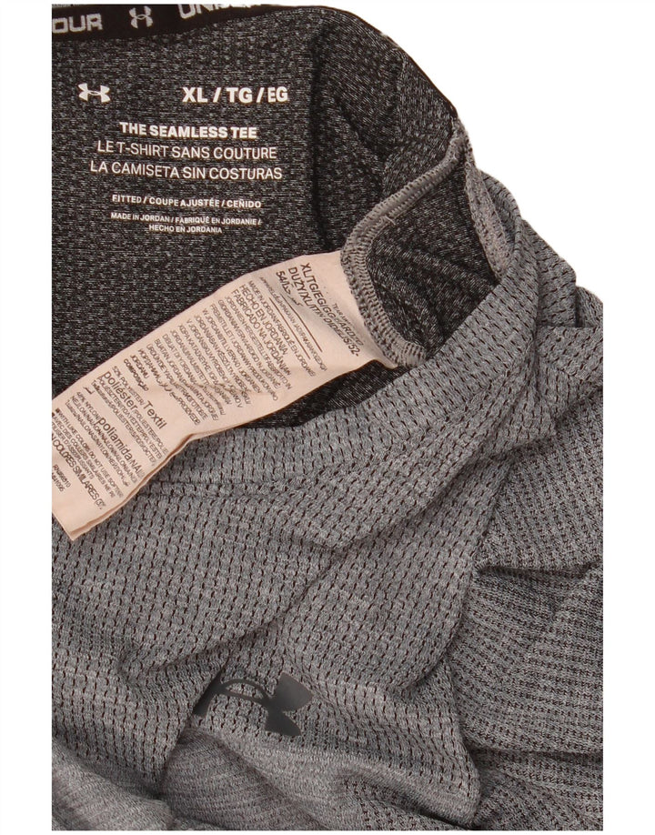 Under Armour Herre T-Shirt Top XL Grå Nålestribet Polyester