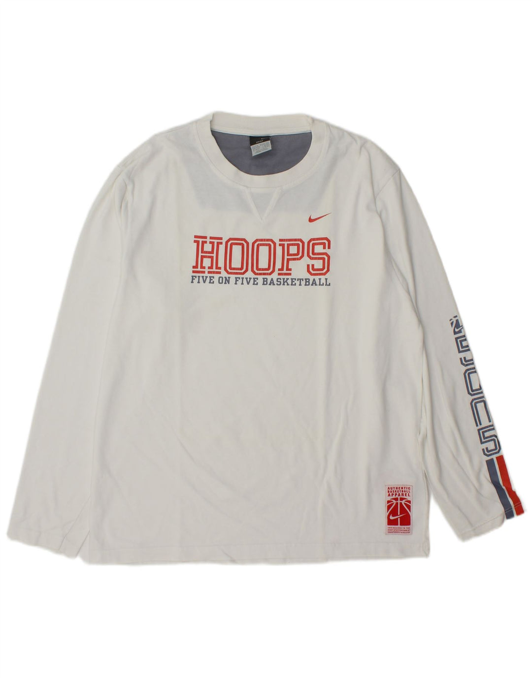 Nike Herre grafisk top Langærmet UK 39/41 Medium White Bomuld