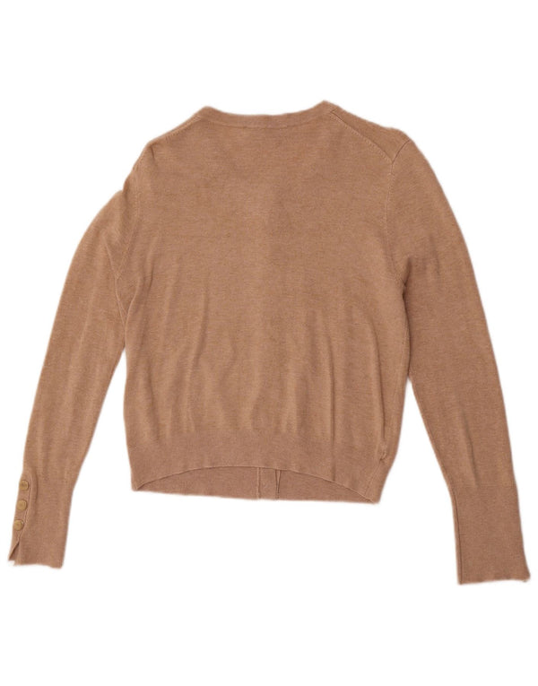 Zara Womens Crop Cardigan Sweater UK 12 Medium Beige Viscose