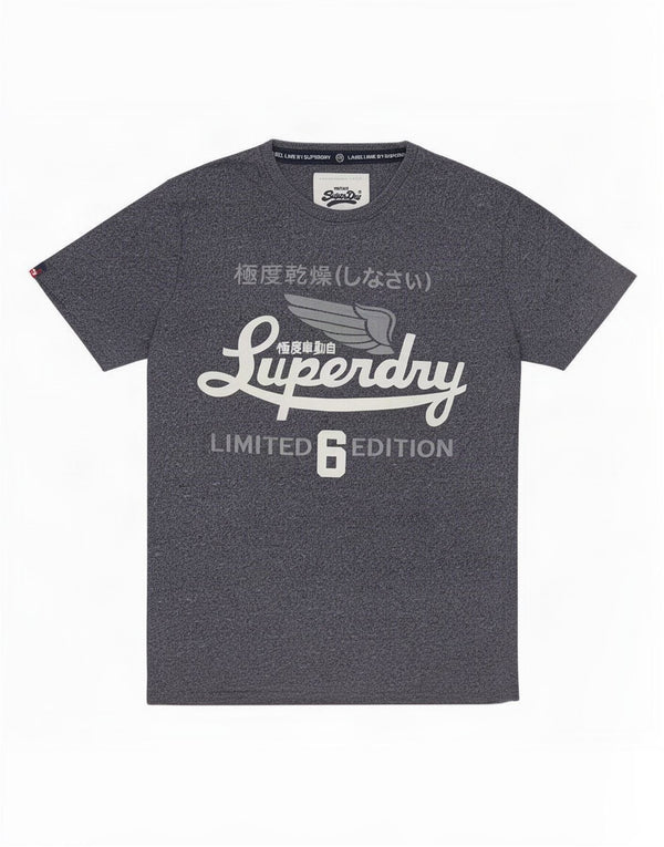 Superdry grafisk t-shirt til mænd, medium marineblå flækket bomuld