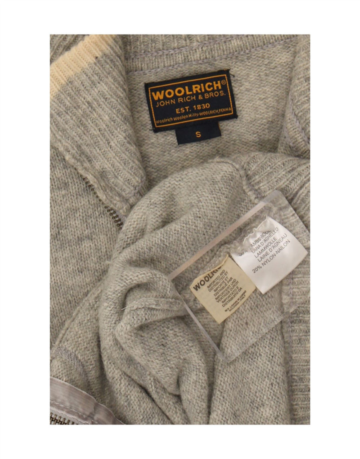Woolrich Dame grafisk cardigan sweater med fuld lynlås UK 10 Lille grå uld