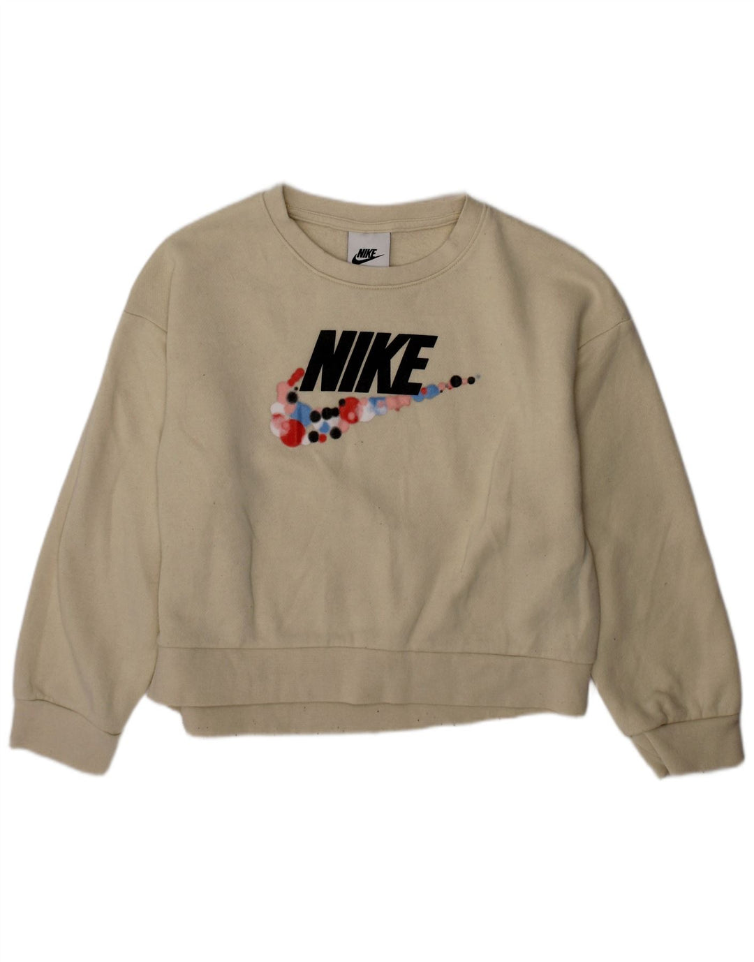NIKE Grafisk sweatshirttrøje til piger 5-6 år Medium Off White Bomuld