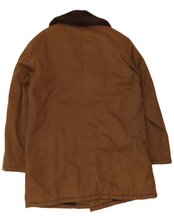 Vintage herre dobbeltradet frakke EU 54 2XL brun polyester