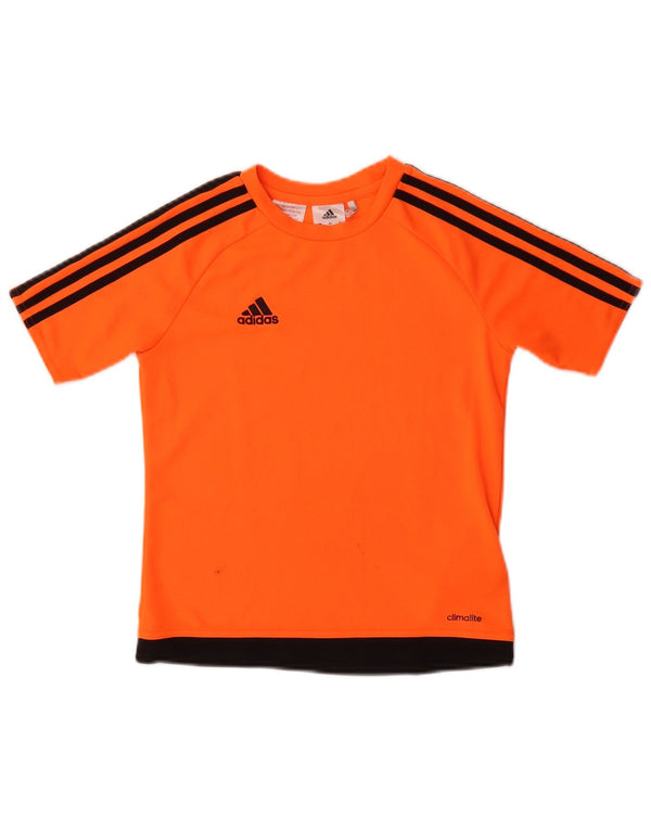 ADIDAS Boys Climalite T-Shirt Top 9-10 år Orange Colourblock Polyester